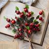 1 Pc Pomegranate Flower Bouquet Artificial Berry Stems Holly Rosehip Berries Picks Branch Fruit Fake Floral for Spring Summer Holiday Home Decor