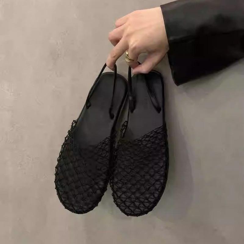 Модные сетчатые балетки женские сандалии мокасины обувь лето 2024 новые пляжные прогулочные туфли дизайнерские повседневные платья комфорт ретро запатиллы женские