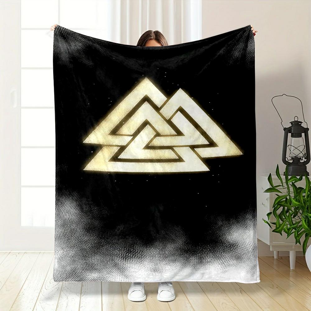 Viking Valknut Symbol printed Flannel blanket for bedroom, living room, sofa, and nap