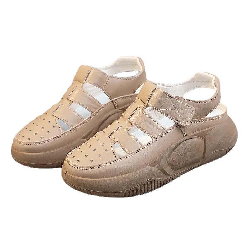 Platform Chunky Sandals Hollow Out Thick Sole Shoes Off White Shoes Zapatos Mujer Retro Footwear Female Casual Shoes 2024