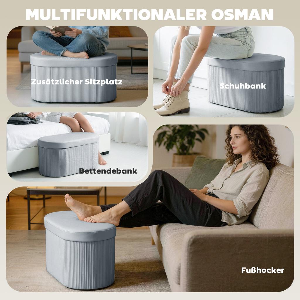 Foldable Storage Bench Velvet Look Upholstered Bench For Living Room 76 X 38 X 35 Cm Dark Gray
