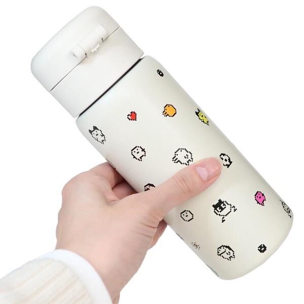 Tamagotchi Water Stainless Steel Dot Character Design Bottle, One-Push Bottle, 350ml,