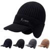 Wool Hat Men'S Pullover Hat Warm Thickened Duck Tongue Knitted Ear Protector Baseball Hat Fleece Men