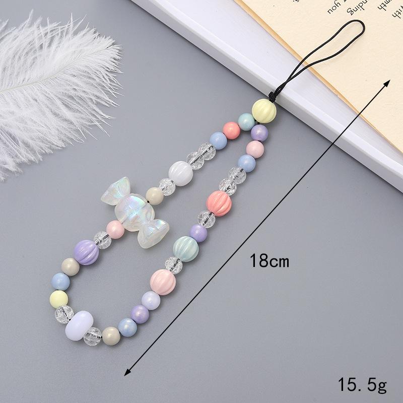 Korean Love Heart Beaded Phone Chain & Keychain Set for Women