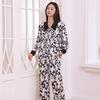 Pajamas for Women Autumn New Imitation Silk Iris Thin Floral Suit Silk Retro Style Design Home Clothes