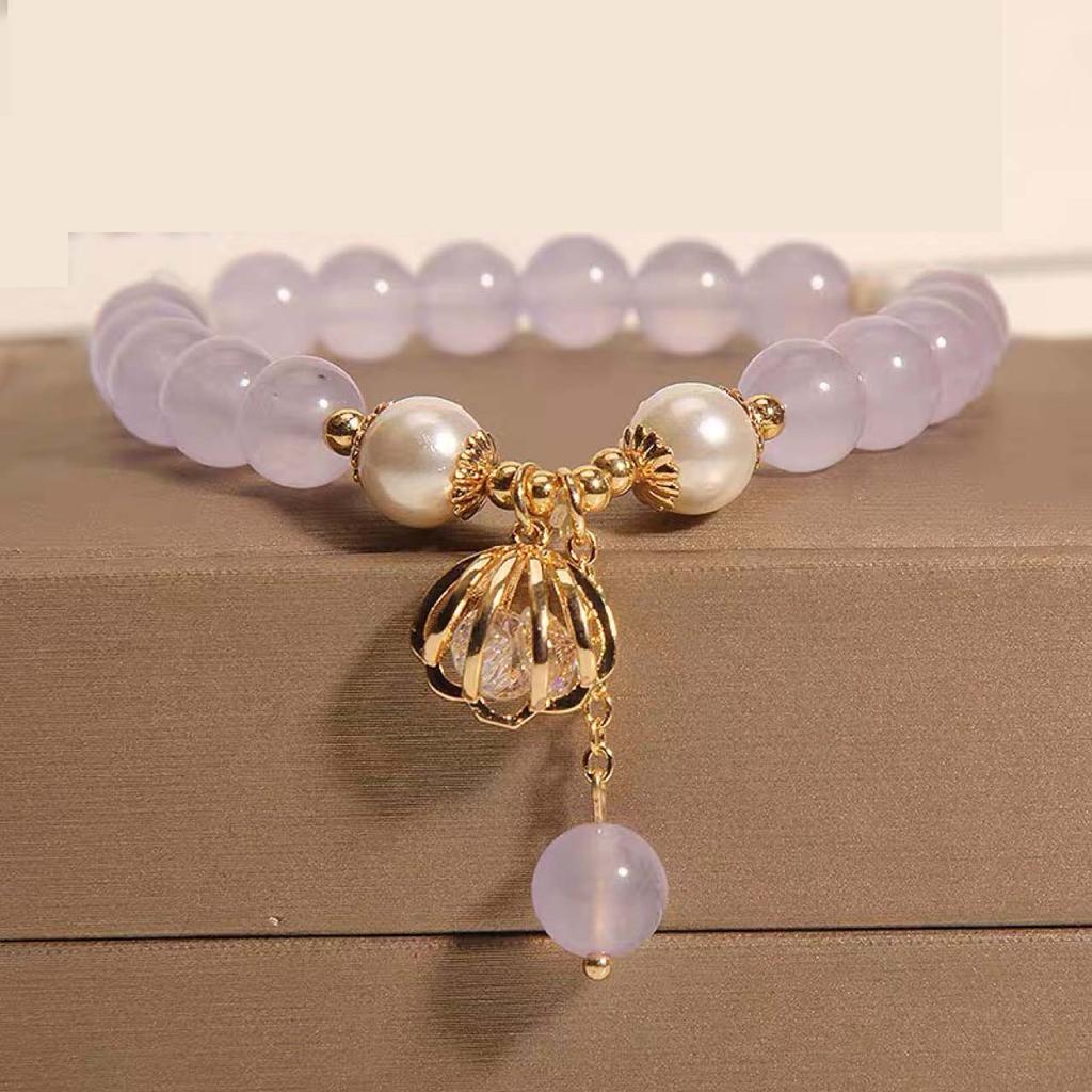 Zakol Милые Романтичные Браслеты-нити из Натурального Кристалла для Женщин Девушек Дофаминовый Кристалл с Бусинами Наручный Браслет Циркон Подарки