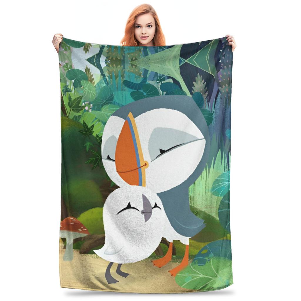 Puffin Rock Cartoon   Flannel Blanket  Awesome Throw Blanket for Bed Sofa Couch 200x150cm Rug Piece