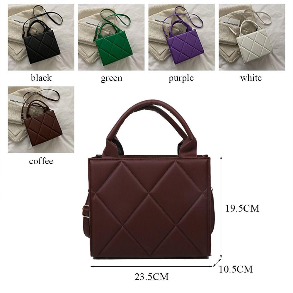 PU Leather Shoulder Bag Plaid Messenger Bags Portable Crossbody Bags Women Ladies