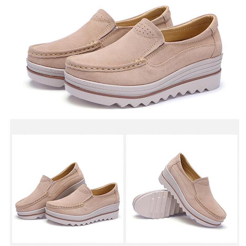 Spring Autumn Women Platform Shoes Ladies Loafers Genuine Leather Comfort Soft Moccasins Casual Flats Shoes Slip On Sneakers