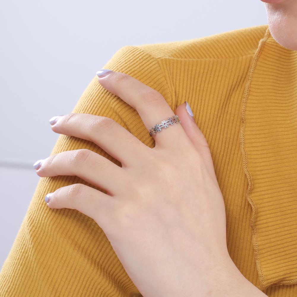 Stainless Steel Women's Ring Simple Heart Butterfly Moon Phase Geometric Finger Rings Wedding Gift for Lover