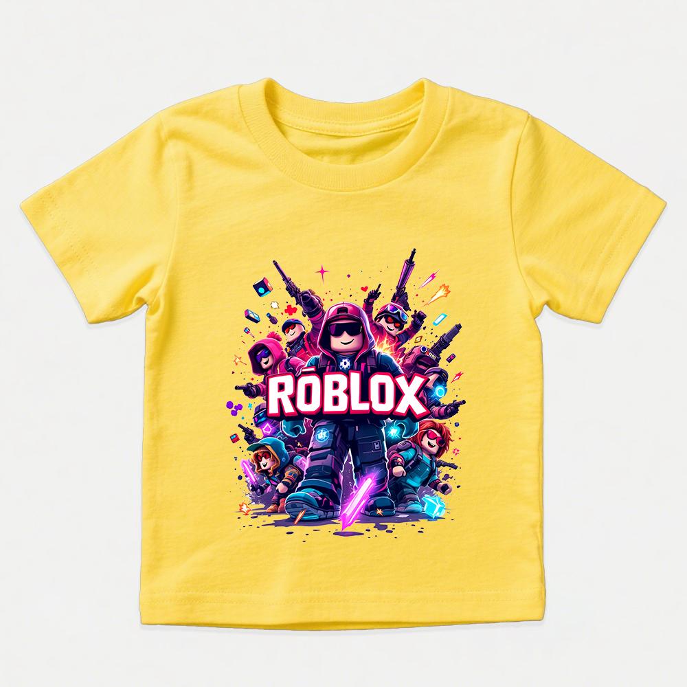 Игровая футболка Roblox из хлопка для детей, мальчиков и девочек, с коротким рукавом, детская футболка с принтом, повседневная одежда для игр