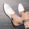 Fashion Half Shoes Men Mules Slippers Loafers Casual Shoes Men Fashion Social Patent Leather Mocassin Slip-On Breathable Leather Shoes