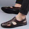 Summer Business Leather Sandals with Breathable Soft Soles Men Outdoor Casual Flats Fashion Sandals Genuine Leather Beach Shoes