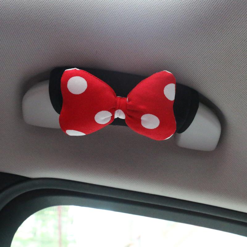 High-grade Ice Silk Car Seat Belt Cover Cute Cartoon Red Dot Bow Auto Shoulder Pad Strap Harness Cushion Seatbelt Protector