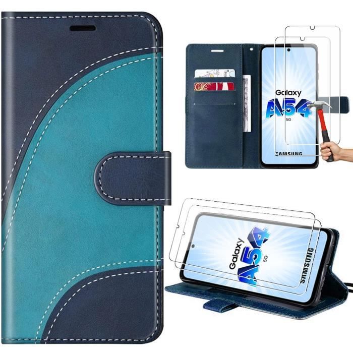 Coque de protection - BOOLING - pour Samsung Galaxy A54 5G - Motif vague - Bleu - Fentes pour cartes