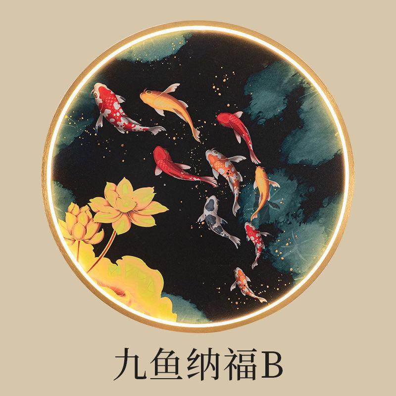 Настенный светильник в китайском стиле для гостиной, украшение со светом, хрустальная фарфоровая фреска, домашний декор, круглый светильник Zen Free Wiring Porch Light