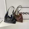 Retro Solid Color Tote Bag, Minimalist Shoulder Bag, Soft Leather PU Underarm Bag For Women