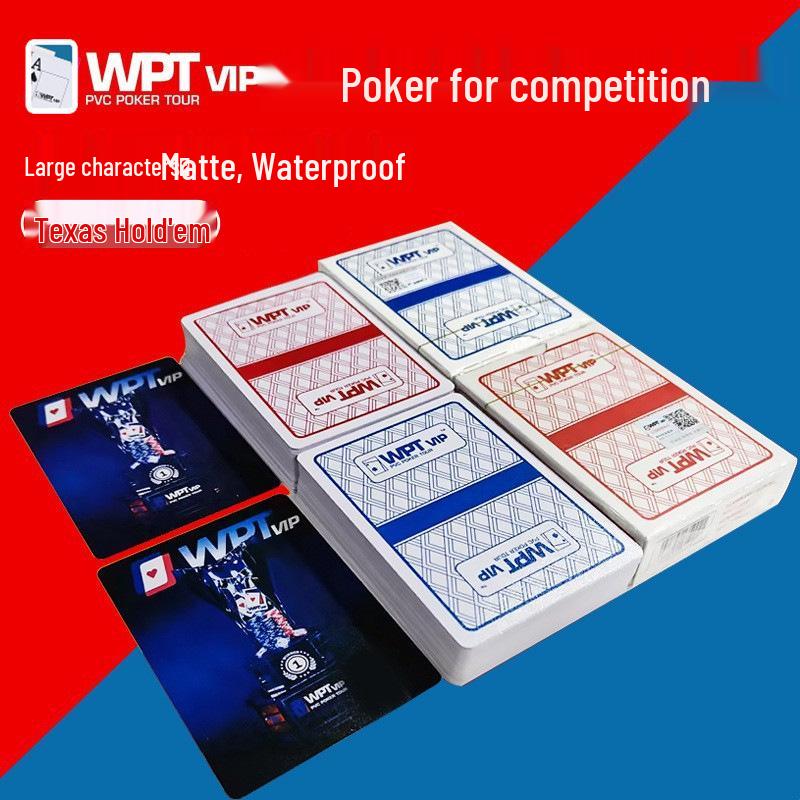 Официальные водонепроницаемые ПВХ игральные карты WPT Texas Hold'em, Крупный шрифт, Защита от сгибания, Матовое покрытие