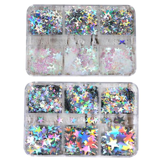 Yousheng 1 Box Nail Sequins 3D Flake DIY Nail Art Accessories Colorful Star Glitter Sequins Manicure Supplies for Nail Design
