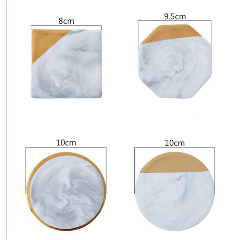 Европейский стиль мраморное зерно позолоченные керамические подставки под чашки коврики нескользящие
