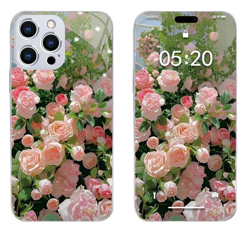 Розовый Роза Подходит для Чехла Мобильного Телефона Apple/Huawei Стекло iPhone17Promax Роскошный 16 Чехол 12