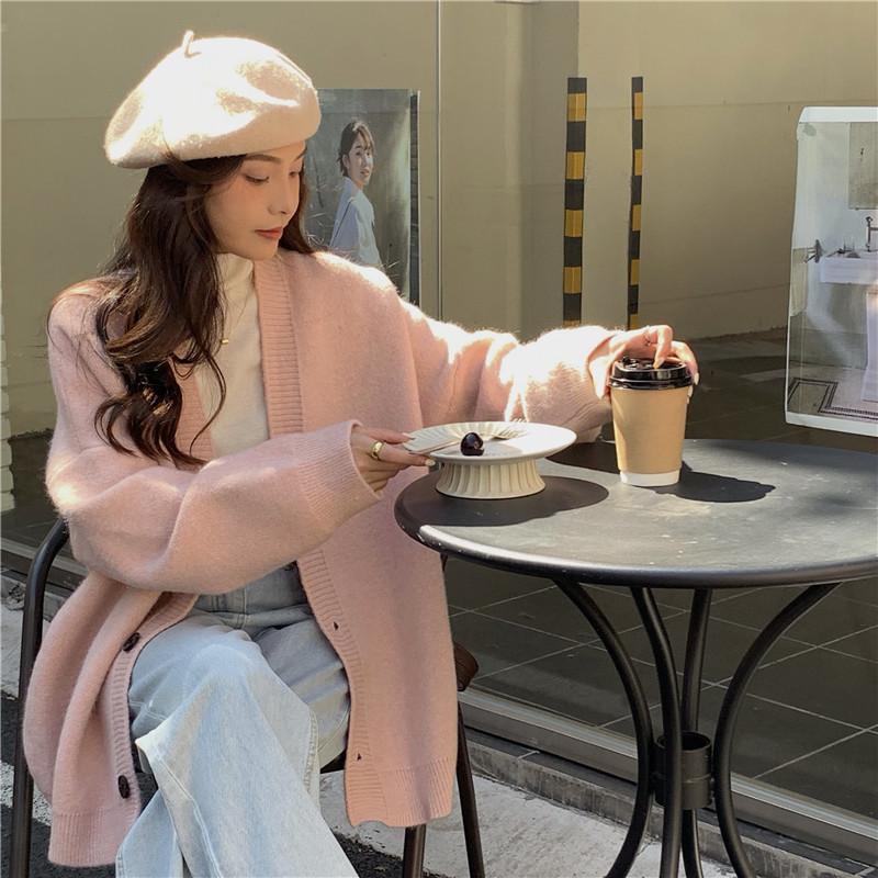 Autumn Women Sweater Knitting Basic Fashion Cardigan Long Sleeve Korea Shirt Loose Casual Show Thin Solid Coat