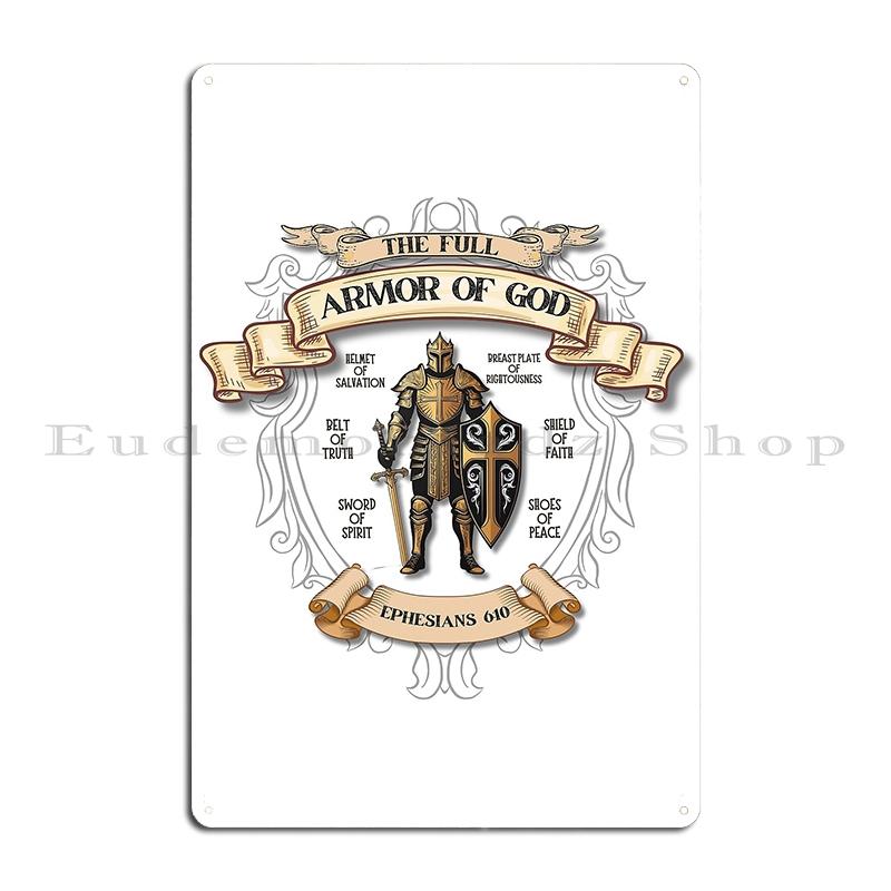 Templar Shield Cross Medieval Warrior Sword Knights Templar Armor of God Helmet Emblem Metal Retro Design Tin Sign Poster