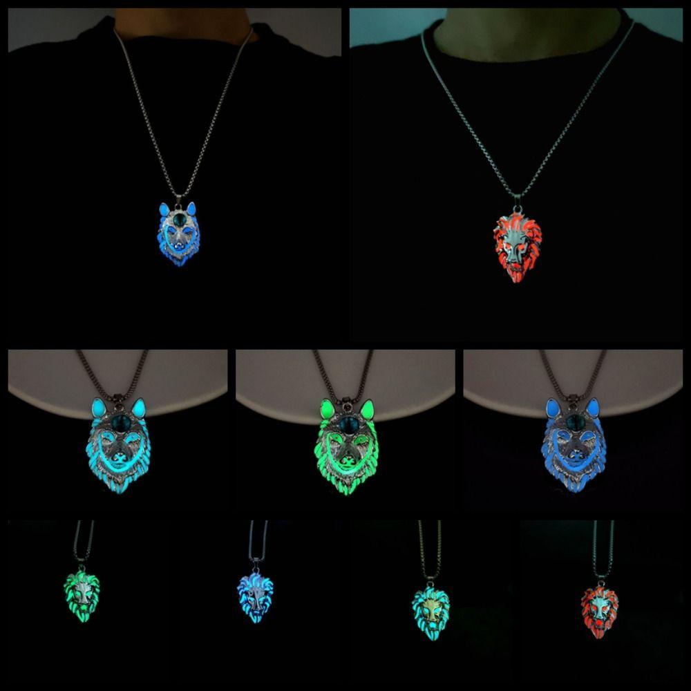 Zinc Zinc Alloy Luminous Pendant Necklace Animal Hip Hop Neck Chains Simple Halloween Necklace Gifts