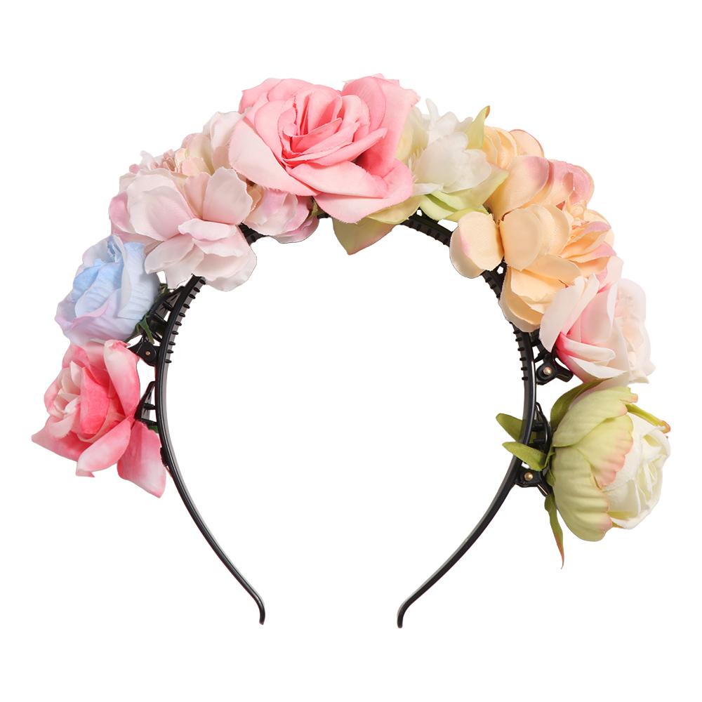 Colorful Children Flower Headband Hair Hoop Bridal Crown Hair Accessories Floral Garland Women
