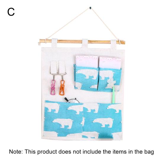 Сумка для хранения с 5 сетками, настенная подвеска, износостойкий хлопок, лен, экономия места, сильная загрузка, держатель для телефона, сумка для хранения для дома