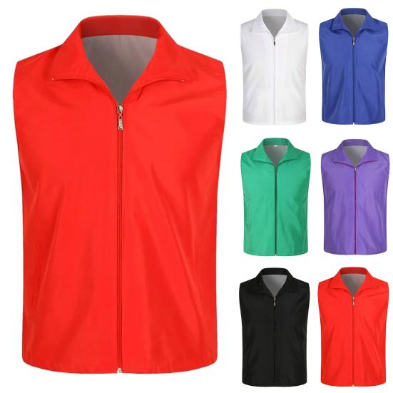 Карманы без рукавов с лацканами, планка на молнии, сетчатая подкладка, уличный жилет, яркий цвет, приталенный рабочий жилет для волонтеров