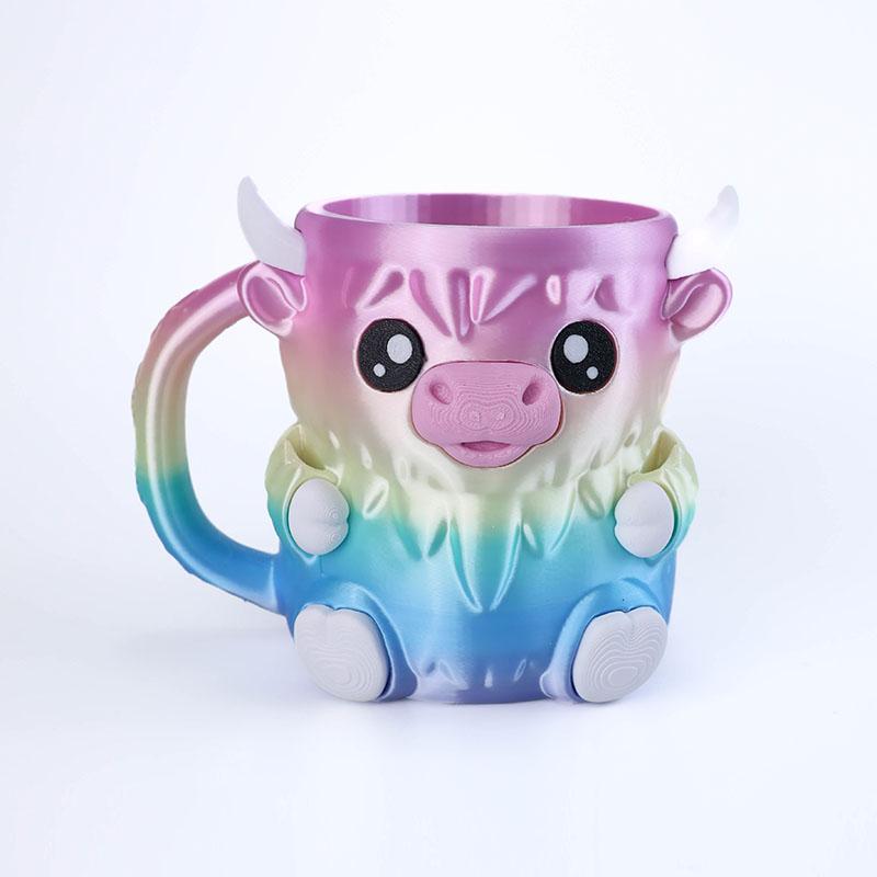 New Creative Cute Cow Cup Cow Shaped Ice Cream Cup With Snack Drawer And Handle High Beauty Reusable Mug  Birthday Present