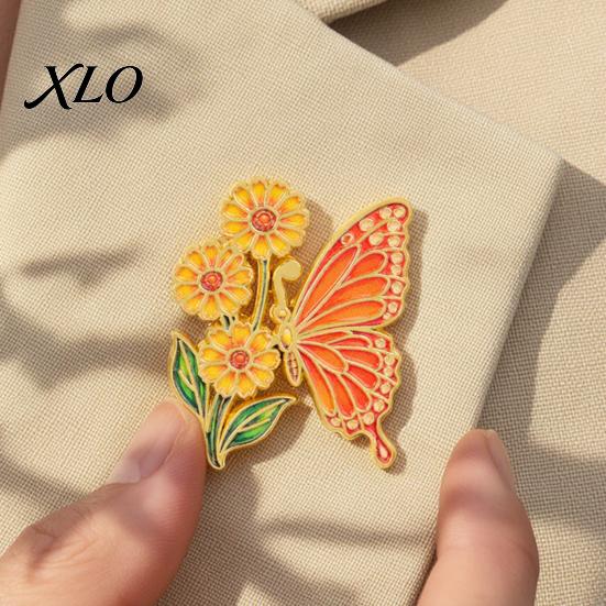 Butterfly Scarves Brooch Enamel Flower Pin, Floral Badge for Women, Inscet Shaped Pin Coats Sweaters Alloy