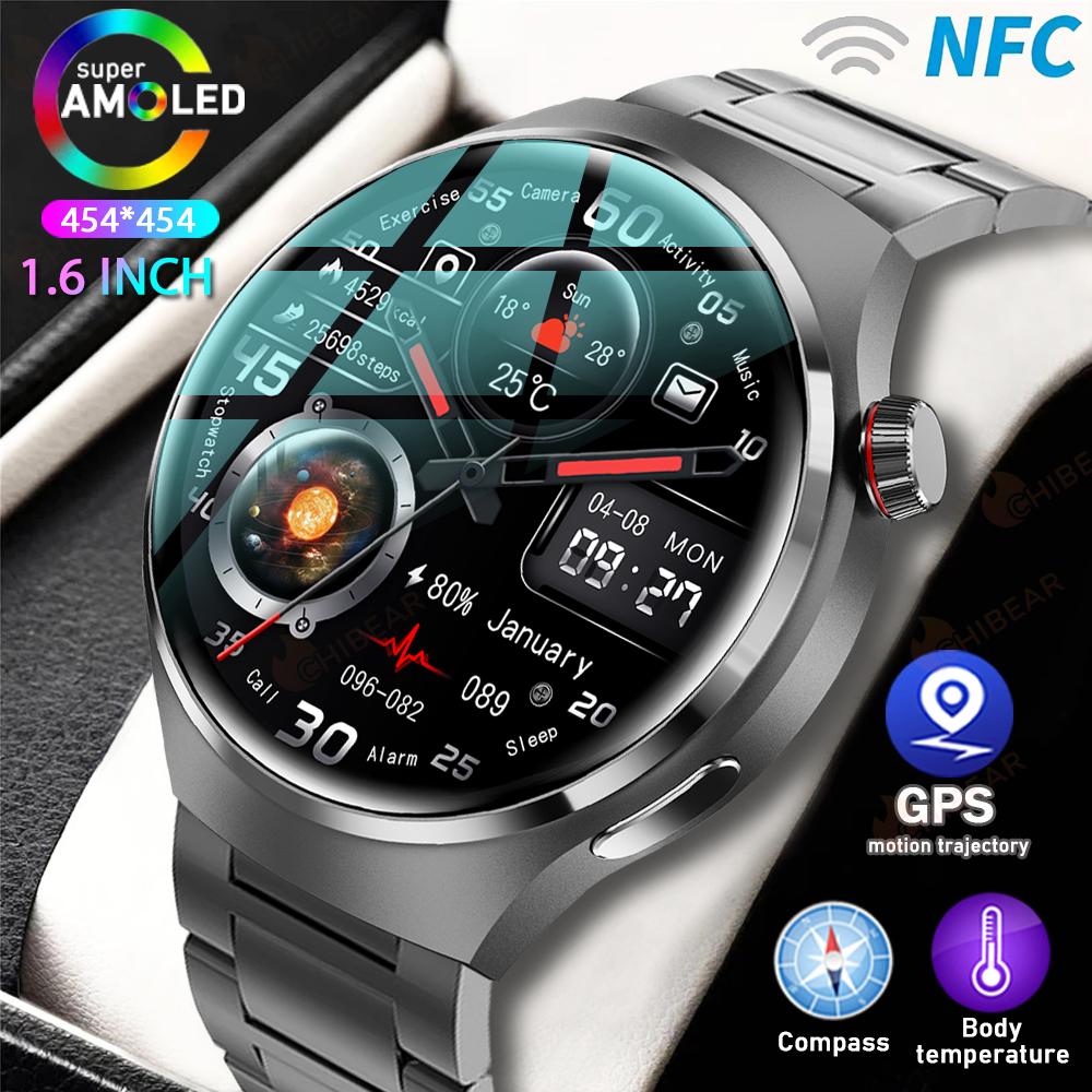 2026 Новые Умные Часы GT4 Pro Мужские Траектория NFC AMOLED 360*360 HD Экран Беспроводной Звонок IP67 Водонепроницаемые SmartWatch