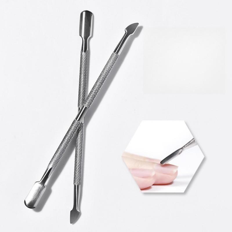 Stainless Steel Double-ended Nails Steel Push Lift Nail Remover Manicure Tool Beauty Nail Push Trim Nail Tool