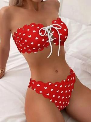 Женский сексуальный купальник с разделенным телом, сплошной цветной купальник с бантом и высокой талией, состоящий из двух частей