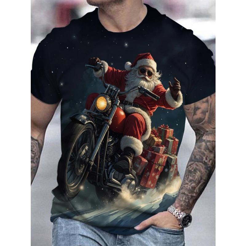 Мужская футболка большого размера с 3D праздничным рождественским принтом, свободная и повседневная, мягкая и удобная, дышащая, для занятий спортом на открытом воздухе