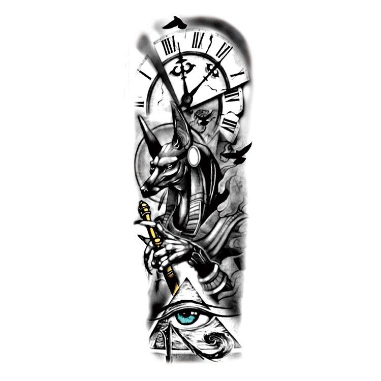 Полная рука Цветок Рука Большой Узор Ветер Лев Волк Сексуальная Имитация Татуировки Водная Переводная Татуировка Наклейка