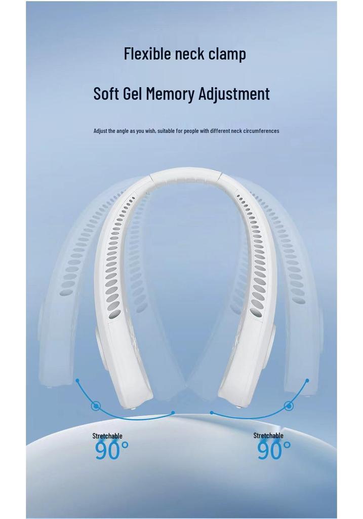 Portable USB Rechargeable Neck Fan - Silent, Powerful Cooling for Students
