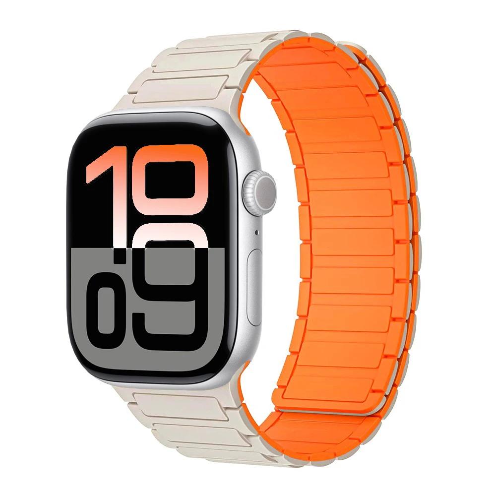 New Magnetic Silicone Strap for Apple Watch Band Ultra 3/2 49mm 11 10 46mm 42mm Bracelet Belt iWatch 9 8 7 6 5 SE 45mm 41mm 44mm