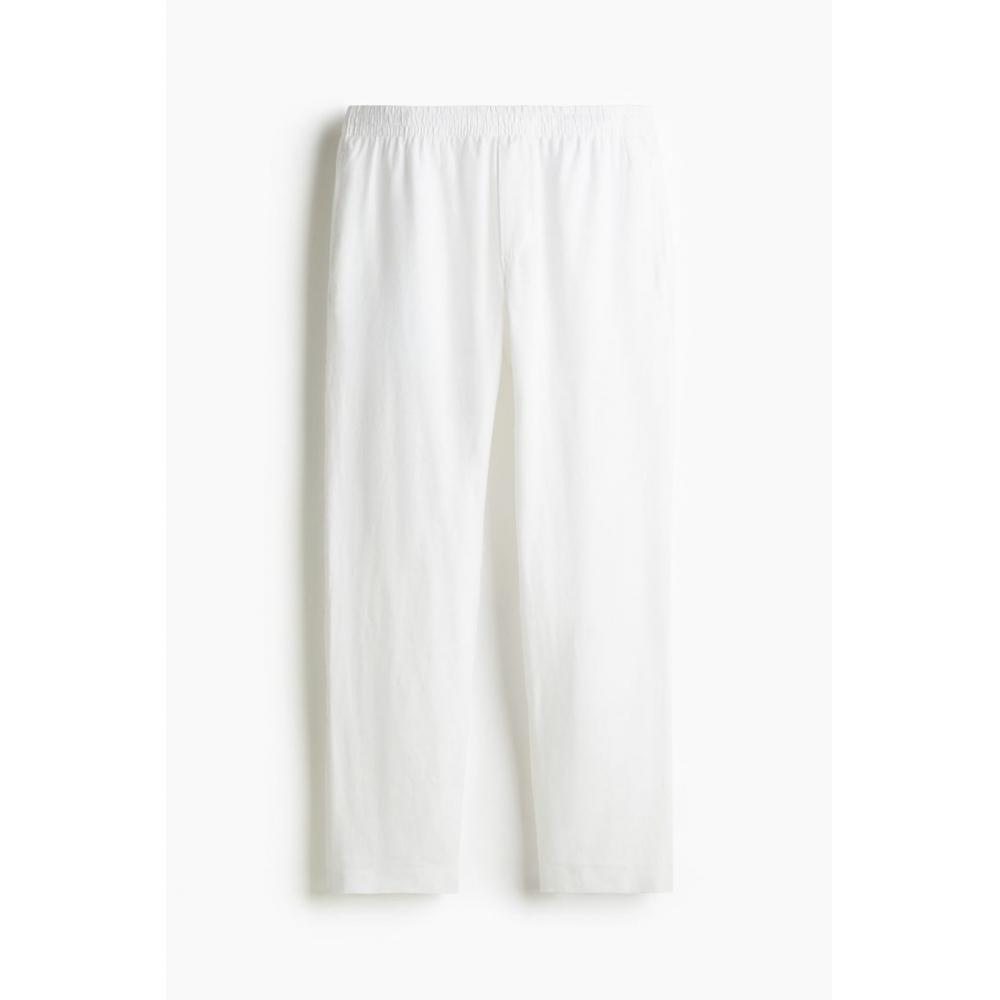 Льняные брюки HM Regular Fit, белые