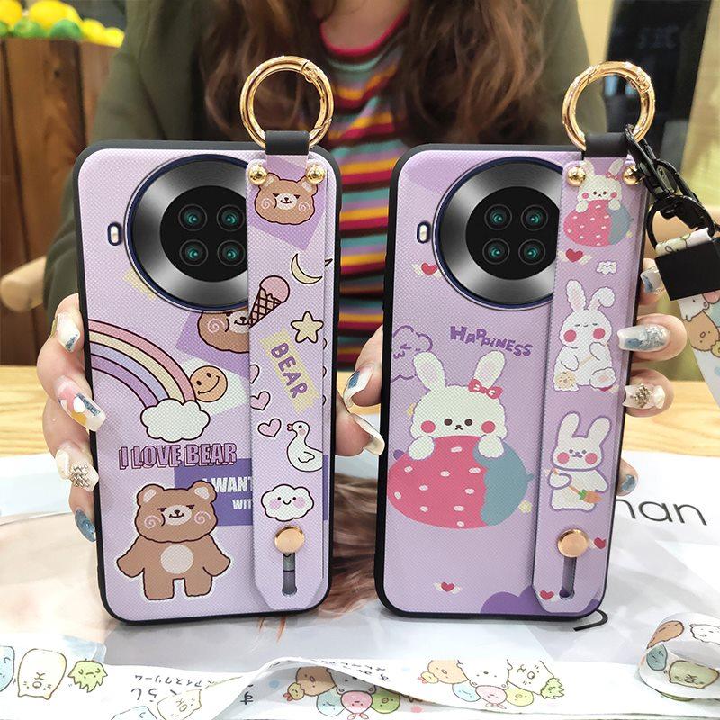 Fashion Design Cartoon Phone Case For Cubot Note20 Silicone Back Cover Wrist Strap Soft Case Waterproof Ring Anti-knock