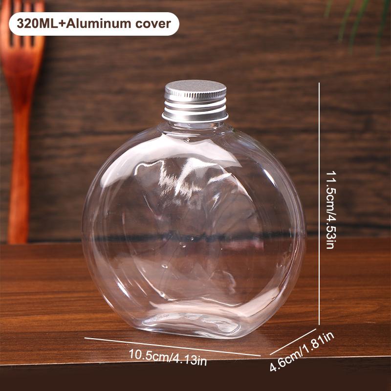 320/500 мл Плоская круглая бутылка для воды Прозрачная бутылка для молока, чая, кофе Бутылки для питья Портативная ПЭТ бутылка для сока, напитков