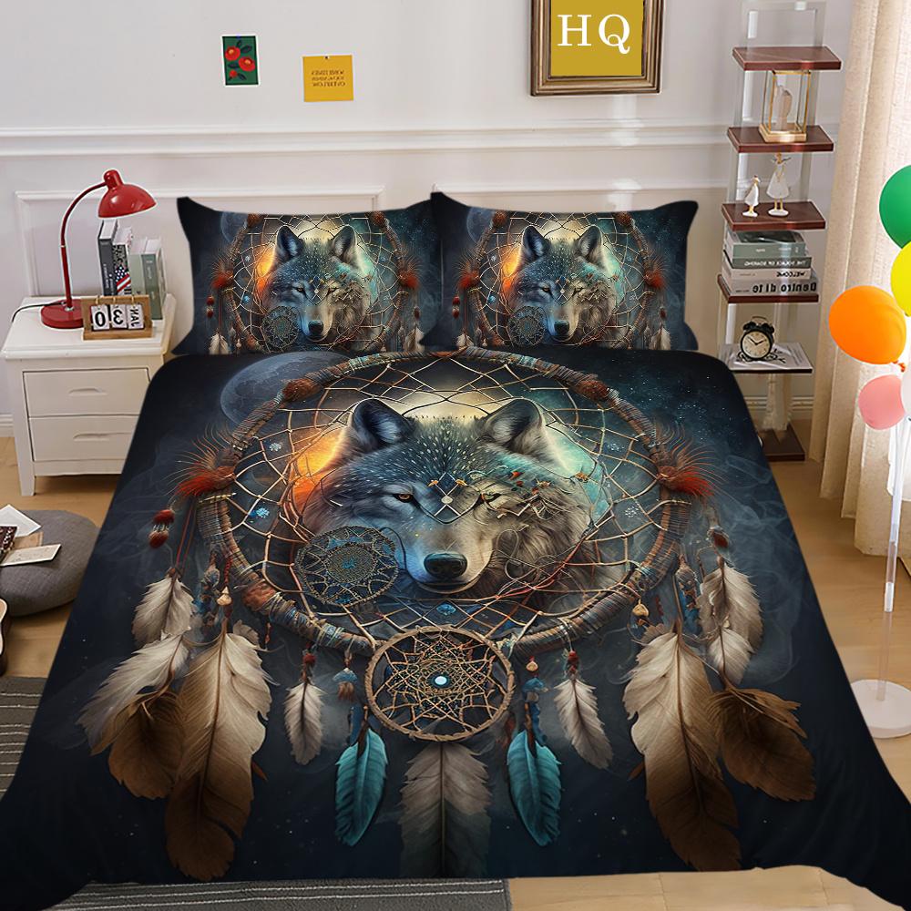 Домашнее постельное белье с принтом волка, комплект постельного белья из микрофибры королевского размера, мужской мягкий домашний текстиль высокого качества