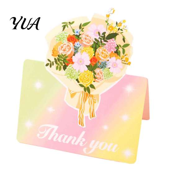 Flower Paper Greeting Cards 10Pcs 3D Thank You Card, Floral Bouquet Best Wishes Decorative Note Appreciation Gifts for Anniversary, Mother's