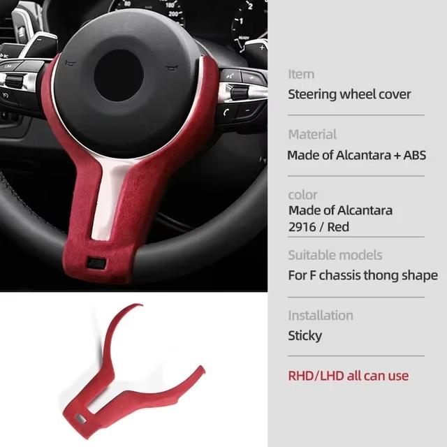 For BMW F20 F21 F23 F30 F32 F34 F36 F39 F15 F16 F10 F48 Made of Alcantara Car Interior Steering Wheel Trim Cover ABS Accessories