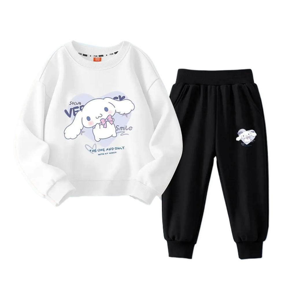 2025 Комплекты детской одежды, детский костюм с капюшоном Cinnamoroll, костюмы для мальчиков, детские костюмы, толстовки с круглым вырезом Kuromi, топы + брюки, комплект из 2 предметов