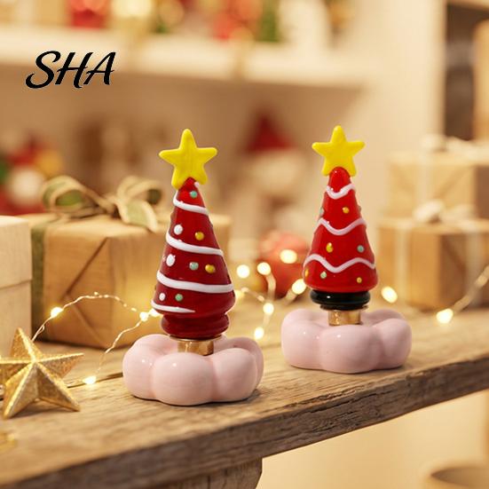 Elegant Holiday Ornament Collectibles Handmade Glass Christmas Tree with Star Top And Colorful Bead Details, Table Centerpieces Desktop Rotating
