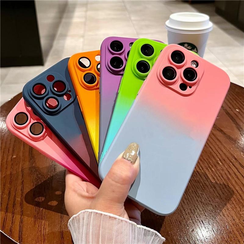 Модный силиконовый чехол градиентного цвета для Apple iPhone Samsung Galaxy Xiaomi Redmi Poco Huawei Honor OPPO Realme Мягкий чехол из ТПУ