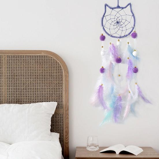 Colorful Feather Dream Catcher with Lamp Strip Living Room Girls Bedroom Wall